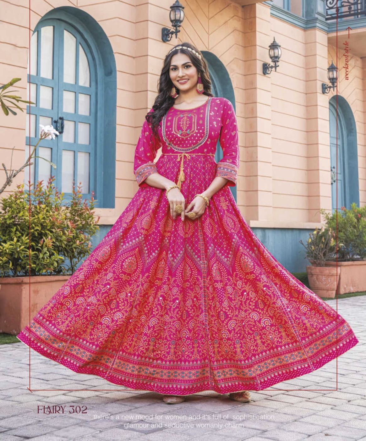 Glam Nx Long Rayon Print  Anarkali Gown  Catalogue